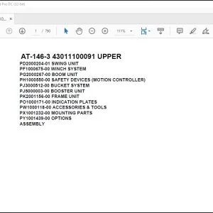 Tadano Crane AT-146-3 43011100091 UPPER Spare Parts Catalog Manual - PDF DOWNLOAD
