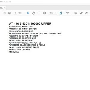Tadano Crane AT-146-3 43011100092 UPPER Spare Parts Catalog Manual - PDF DOWNLOAD