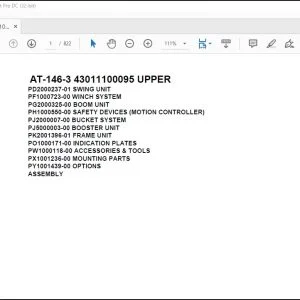 Tadano Crane AT-146-3 43011100095 UPPER Spare Parts Catalog Manual - PDF DOWNLOAD