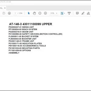 Tadano Crane AT-146-3 43011100099 UPPER Spare Parts Catalog Manual - PDF DOWNLOAD