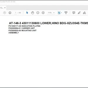 Tadano Crane AT-146-3 43011130600 LOWER,HINO BDG-XZU354E-TKMSD6 Parts Catalog Manual - PDF DOWNLOAD