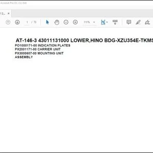 Tadano Crane AT-146-3 43011131000 LOWER,HINO BDG-XZU354E-TKMSD6 Parts Catalog Manual - PDF DOWNLOAD