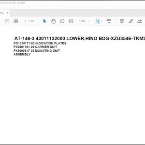 Tadano Crane AT-146-3 43011132000 LOWER,HINO BDG-XZU354E-TKMSD6 Parts Catalog Manual - PDF DOWNLOAD