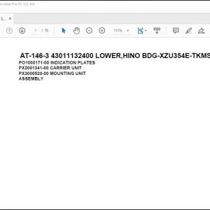 Tadano Crane AT-146-3 43011132400 LOWER,HINO BDG-XZU354E-TKMSD6 Parts Catalog Manual - PDF DOWNLOAD