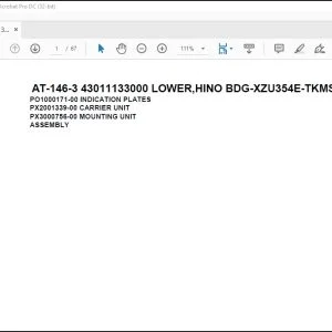 Tadano Crane AT-146-3 43011133000 LOWER,HINO BDG-XZU354E-TKMSD6 Parts Catalog Manual - PDF DOWNLOAD