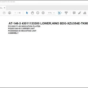 Tadano Crane AT-146-3 43011133300 LOWER,HINO BDG-XZU354E-TKMSD6 Parts Catalog Manual - PDF DOWNLOAD