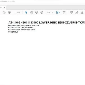 Tadano Crane AT-146-3 43011133400 LOWER,HINO BDG-XZU354E-TKMSD6 Parts Catalog Manual - PDF DOWNLOAD