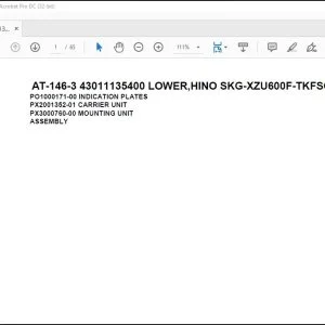Tadano Crane AT-146-3 43011135400 LOWER,HINO SKG-XZU600F-TKFSC6 Parts Catalog Manual - PDF DOWNLOAD