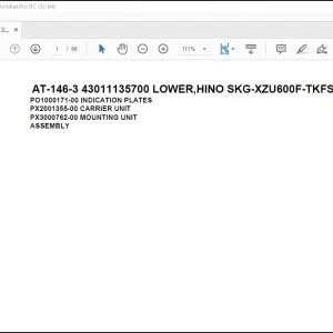 Tadano Crane AT-146-3 43011135700 LOWER,HINO SKG-XZU600F-TKFSC6 Parts Catalog Manual