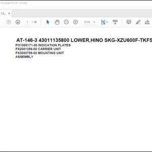 Tadano Crane AT-146-3 43011135800 LOWER,HINO SKG-XZU600F-TKFSC6 Parts Catalog Manual - PDF DOWNLOAD
