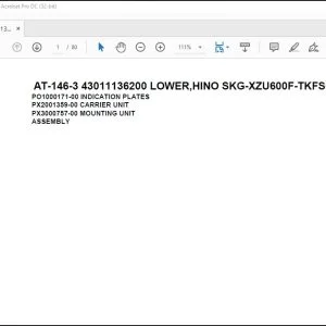 Tadano Crane AT-146-3 43011136200 LOWER,HINO SKG-XZU600F-TKFSC6 Parts Catalog Manual - PDF DOWNLOAD