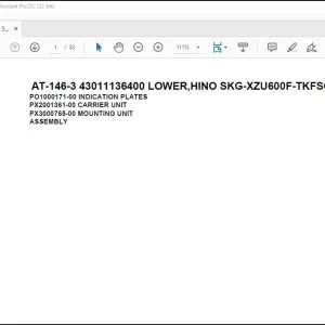 Tadano Crane AT-146-3 43011136400 LOWER,HINO SKG-XZU600F-TKFSC6 Parts Catalog Manual - PDF DOWNLOAD