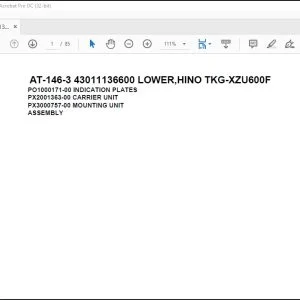 Tadano Crane AT-146-3 43011136600 LOWER,HINO TKG-XZU600F Spare Parts Catalog Manual - PDF DOWNLOAD