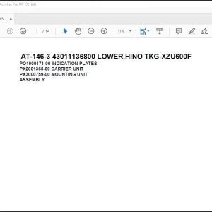 Tadano Crane AT-146-3 43011136800 LOWER,HINO TKG-XZU600F Spare Parts Catalog Manual - PDF DOWNLOAD