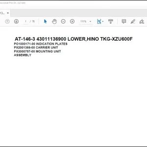 Tadano Crane AT-146-3 43011136900 LOWER,HINO TKG-XZU600F Spare Parts Catalog Manual - PDF DOWNLOAD