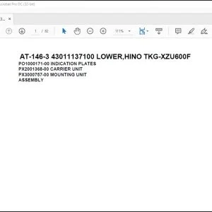Tadano Crane AT-146-3 43011137100 LOWER,HINO TKG-XZU600F Spare Parts Catalog Manual - PDF DOWNLOAD