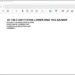 Tadano Crane AT-146-3 43011137200 LOWER,HINO TKG-XZU600F Spare Parts Catalog Manual - PDF DOWNLOAD