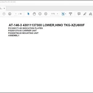 Tadano Crane AT-146-3 43011137300 LOWER,HINO TKG-XZU600F Spare Parts Catalog Manual - PDF DOWNLOAD