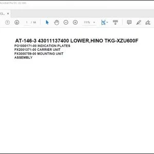 Tadano Crane AT-146-3 43011137400 LOWER,HINO TKG-XZU600F Spare Parts Catalog Manual - PDF DOWNLOAD