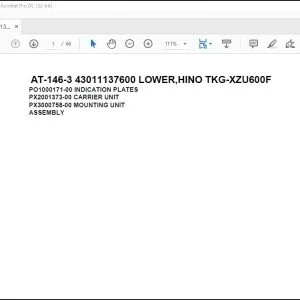 Tadano Crane AT-146-3 43011137600 LOWER,HINO TKG-XZU600F Spare Parts Catalog Manual - PDF DOWNLOAD