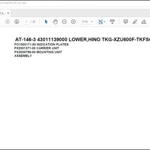 Tadano Crane AT-146-3 43011139000 LOWER,HINO TKG-XZU600F-TKFSC6 Parts Catalog Manual - PDF DOWNLOAD