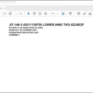 Tadano Crane AT-146-3 43011139700 LOWER,HINO TKG-XZU602F Spare Parts Catalog Manual - PDF DOWNLOAD