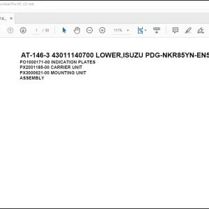 Tadano Crane AT-146-3 43011140700 LOWER,ISUZU PDG-NKR85YN-EN5AHY-M Parts Manual - PDF DOWNLOAD