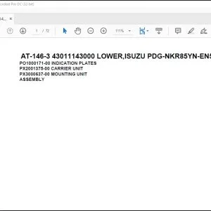 Tadano Crane AT-146-3 43011143000 LOWER,ISUZU PDG-NKR85YN-EN5AHY-M Parts Manual - PDF DOWNLOAD