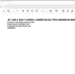 Tadano Crane AT-146-3 43011143600 LOWER,ISUZU PDG-NKR85YN-EN5AHY-M Spare Parts Manual - PDF DOWNLOAD