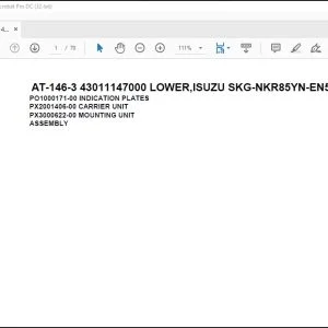 Tadano Crane AT-146-3 43011147000 LOWER,ISUZU SKG-NKR85YN-EN5AHY-M Parts Manual - PDF DOWNLOAD