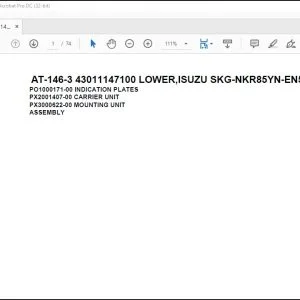 Tadano Crane AT-146-3 43011147100 LOWER,ISUZU SKG-NKR85YN-EN5AHY-M Parts Manual - PDF DOWNLOAD