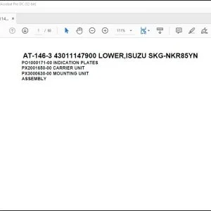 Tadano Crane AT-146-3 43011147900 LOWER,ISUZU SKG-NKR85YN Spare Parts Catalog Manual - PDF DOWNLOAD