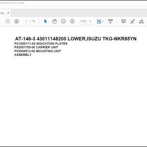 Tadano Crane AT-146-3 43011148200 LOWER,ISUZU TKG-NKR85YN Spare Parts Catalog Manual - PDF DOWNLOAD