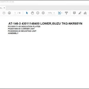 Tadano Crane AT-146-3 43011148400 LOWER,ISUZU TKG-NKR85YN Spare Parts Catalog Manual - PDF DOWNLOAD