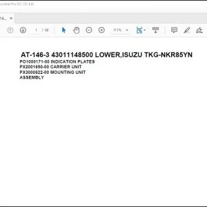 Tadano Crane AT-146-3 43011148500 LOWER,ISUZU TKG-NKR85YN Spare Parts Catalog Manual - PDF DOWNLOAD