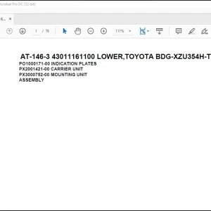 Tadano Crane AT-146-3 43011161100 LOWER,TOYOTA BDG-XZU354H-TKMSD6 Spare Parts Manual - PDF DOWNLOAD