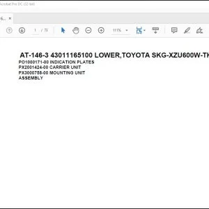 Tadano Crane AT-146-3 43011165100 LOWER,TOYOTA SKG-XZU600W-TKFSC6 Spare Parts Manual - PDF DOWNLOAD