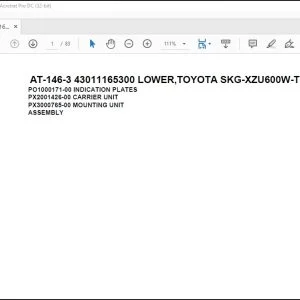 Tadano Crane AT-146-3 43011165300 LOWER,TOYOTA SKG-XZU600W-TKFSC6 Spare Parts Manual - PDF DOWNLOAD