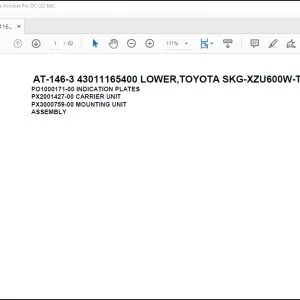 Tadano Crane AT-146-3 43011165400 LOWER,TOYOTA SKG-XZU600W-TKFSC6 Spare Parts Manual - PDF DOWNLOAD