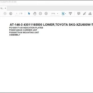 Tadano Crane AT-146-3 43011165500 LOWER,TOYOTA SKG-XZU600W-TKFSC6 Spare Parts Manual - PDF DOWNLOAD