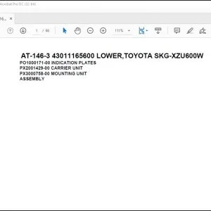 Tadano Crane AT-146-3 43011165600 LOWER,TOYOTA SKG-XZU600W Parts Catalog Manual - PDF DOWNLOAD