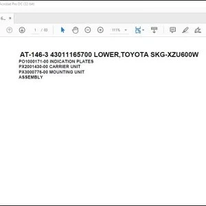 Tadano Crane AT-146-3 43011165700 LOWER,TOYOTA SKG-XZU600W Parts Catalog Manual - PDF DOWNLOAD