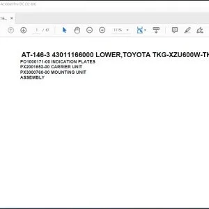 Tadano Crane AT-146-3 43011166000 LOWER,TOYOTA TKG-XZU600W-TKFSC6 Spare Parts Manual - PDF DOWNLOAD