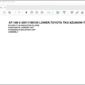 Tadano Crane AT-146-3 43011166100 LOWER,TOYOTA TKG-XZU600W-TKFSC6 Spare Parts Manual - PDF DOWNLOAD