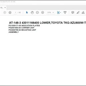 Tadano Crane AT-146-3 43011166400 LOWER,TOYOTA TKG-XZU600W-TKFSC6 Spare Parts Manual - PDF DOWNLOAD