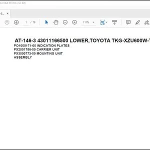 Tadano Crane AT-146-3 43011166500 LOWER,TOYOTA TKG-XZU600W-TKFSC6 Spare Parts Manual - PDF DOWNLOAD