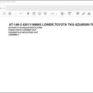 Tadano Crane AT-146-3 43011166600 LOWER,TOYOTA TKG-XZU600W-TKFSC6 Spare Parts Manual - PDF DOWNLOAD