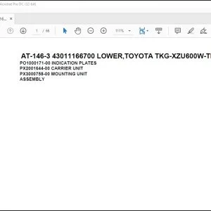 Tadano Crane AT-146-3 43011166700 LOWER,TOYOTA TKG-XZU600W-TKFSC6 Spare Parts Manual - PDF DOWNLOAD