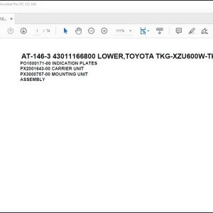 Tadano Crane AT-146-3 43011166800 LOWER,TOYOTA TKG-XZU600W-TKFSC6 Spare Parts Manual - PDF DOWNLOAD