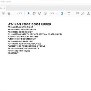 Tadano Crane AT-147-3 43010100001 UPPER Spare Parts Catalog Manual - PDF DOWNLOAD